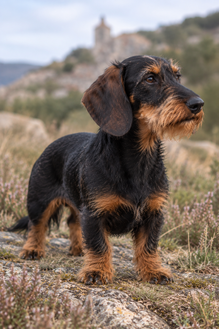 Zwergdackel Rauhaar schwarz rot