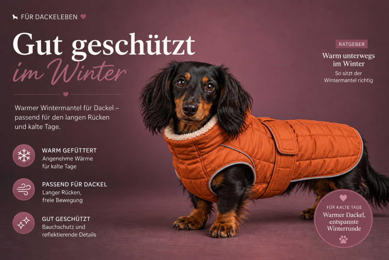 Wintermantel Dackel Dackelmantel Winter