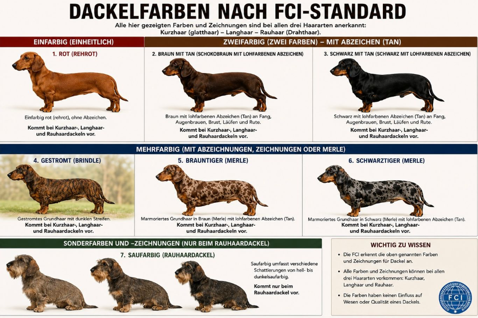 Dackelfarben Übersicht Übersichtstabelle Dackelfarben