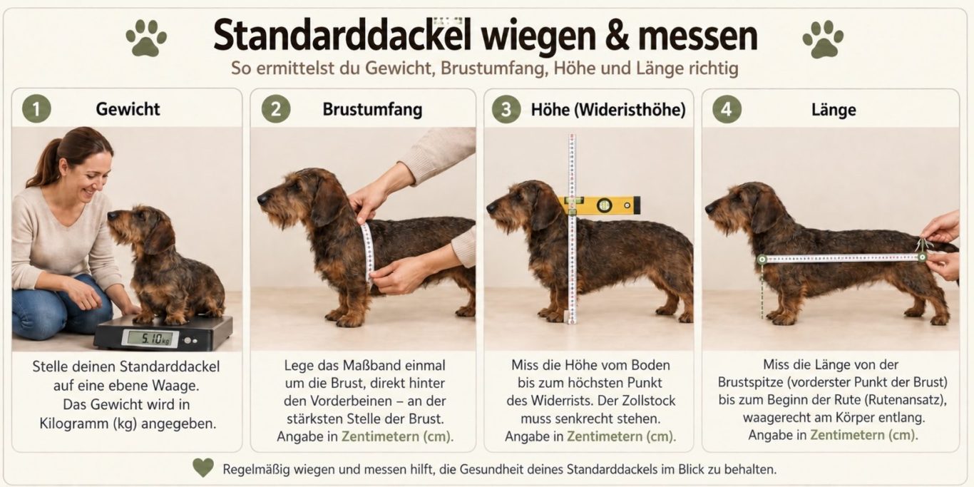Anleitung zum wiegen und messen Standarddackel wiegen und messen
